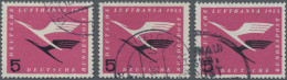Bundesrepublik Deutschland: 1955, Lufthansa 5 Pf., Alle 3 Verschiedenen Plattenf - Gebruikt