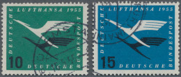 Bundesrepublik Deutschland: 1955, Lufthansa 10 Pfg. Mit Plattenfehler Unterer Ba - Oblitérés