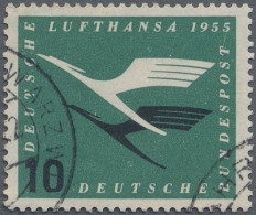 Bundesrepublik Deutschland: 1955/1957," Lufthansa 10 Pf Mit Plattenfehler Abgefl - Gebruikt