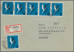 Bundesrepublik Deutschland: 1955, 15 Pf. Lufthansa, Sechs Werte (senkr. Fünferst - Covers & Documents