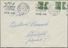 Bundesrepublik Deutschland: 1959, Heuss III, 10 (Pf), 2 Marken, Extrem Verschnit - Covers & Documents