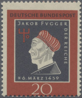 Bundesrepublik Deutschland: 1959, 20 Pfg. Fugger Mit Markanter Passerverschiebun - Neufs