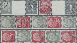 Bundesrepublik - Zusammendrucke: 1960, Heuss Und Ziffer, Gestempelte Serie Zusam - Se-Tenant