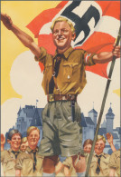 Ansichtskarten: Propaganda: 1936, HITLERJUNGE MIT HAKENKREUZFAHNE, Farbiges Schm - Partidos Politicos & Elecciones