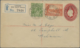 Australia: 1898/1934, Five Entires: Tasmania OPS Only Envelope Marked "Secretary - Collections