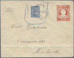 Uruguay - Postal Stationery: 1904/1910, Lot Of Seven Used Envelopes: 5c. Red (2) - Uruguay