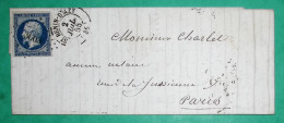 N°14 PC 3003 ST BENIN D'AZY NIEVRE POUR PARIS 1855 LETTRE COVER FRANCE - 1849-1876: Klassik