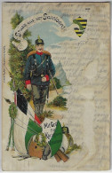 Germany 1909 Postcard Editor Kuhn & Schmutzler Greetings From The Garrison With God For King And Fatherland Shipped - Uniformes