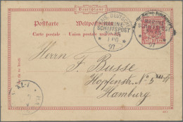 German Ship Post - Marine - Postal Stationery: 1897/1899, Fünf Gebrauchte Karten - Autres & Non Classés