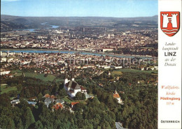 72212188 Linz Donau Mit Wallfahrtskirche Poestlingberg Fliegeraufnahme Linz - Andere & Zonder Classificatie