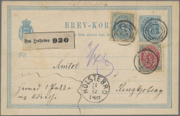 Denmark - Postal Stationery: 1880/1960 (ca.), Lot Of Seven Used Stationeries, Sl - Postal Stationery