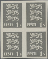 Estonia: 1928/1937, IMPERFORATE PROOFS, Selection Of Twelve Blocks Of Four (Mich - Estonie