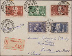 France: 1916/1936 Group Of Six Registered Covers From France To Switzerland With - Verzamelingen