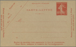 France - Postal Stationery: 1906/1926, Semeuse Camee, Letter Cards 10c. And 40c. - Sonstige & Ohne Zuordnung