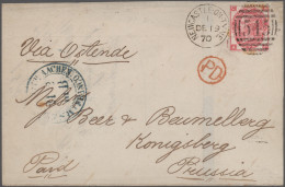 Great Britain: 1865/1870, Lot Of Three Letters Bearing Single Frankings SG 85, 1 - Brieven En Documenten
