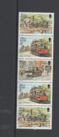 Isle Of Man, 1988, Definitives Railways / Tramways, 3 Values In A 5-se-tenant Mnh ** - Man (Ile De)