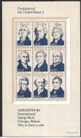 UNITED STATES 1986 AMERIPEX86 MNH Set 4 Sheets - Blocks & Kleinbögen