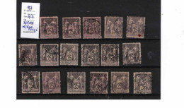 Lot De 17 Timbres De France Type "Sage Type II" Noir Sur Rose Et Noir Sur Rose Fonçé - 1876-1898 Sage (Tipo II)