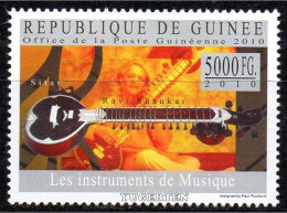 GUINEA 2010 - 1v - MNH - Ravi Shankar - Music Instruments - Sitar - Musique, Muziek, Musik - Musikinstrumente - India - Musik