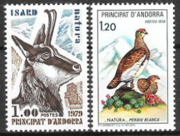 ANDORRA FRANCESA 1979 - PROTECCION DE LA NATURALEZA - REBECO Y PERDIZ - YVERT 274-275** - Unused Stamps