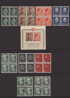 Schweiz: 1937-1962, Sammlung Von Viererblöcken Meist Postfrisch, Teils Auch Gest - Verzamelingen