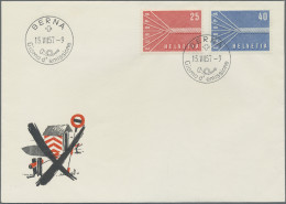 Schweiz: 1957, Europa-Union Cept, Spezial-Partie Mit Sechs Belegen Und Fünf PTT- - Collections
