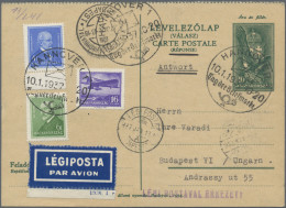 Hungary - Postal Stationary: 1936/1939, Assortment Of 15 Uprated Cards 10f. Gree - Postal Stationery