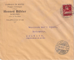 Motiv Brief  "Fabrique De Boîtes Bühler, St.Sulpice NE"  (Bahnstempel)        1915 - Storia Postale