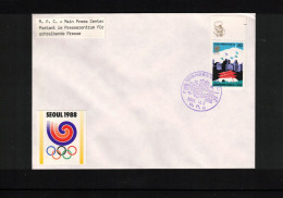 South Korea 1988 Olympic Games Seoul - Post Office In The Main Press Center Interesting Cover - Verano 1988: Seúl