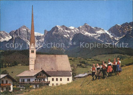 72207454 Maria Alm Steinernen Meer Alphornblaeser Kirche Maria Alm Steinernen Me - Sonstige & Ohne Zuordnung