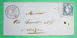 N°60A GC 2213 MAREUIL SUR LAY VENDEE POUR AVIZE MARNE 1874 LETTRE COVER FRANCE - 1849-1876: Klassik