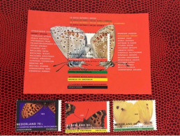 PAYS BAS 1993 3v Plus Bloc Mi 1470 Farfalle Papillons Butterflies Mariposas Netherlands Nederland Niederlande Holanda - Papillons