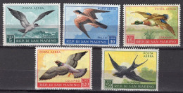 SAN MARINO 1959 - AVES - PAJAROS - YVERT AEREOS 111/115** - Otros & Sin Clasificación