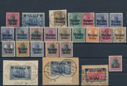 Deutsche Besetzung I. WK: 1914/18, Interessante Steckkarten-Partie Mit Marken, B - Occupazione 1914 – 18