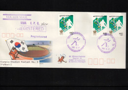 South Korea 1988 Olympic Games Seoul - Olympia Stadion Post Office Nr.3 - Football Interesting Registered Letter - Estate 1988: Seul
