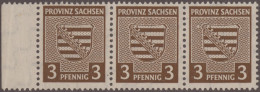 Sowjetische Zone - Provinz Sachsen: 1945, Freimarken 3 Pf Gelbbraun Im Bogen Zu - Other & Unclassified