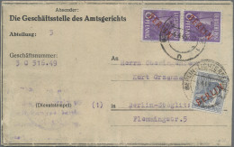 Berlin: 1949, Partie Von 14 Briefen Und Karten Mit Frankaturen Rotaufdruck, Dabe - Covers & Documents