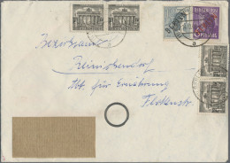 Berlin: 1949, Partie Von 14 Briefen/Karten Mit Frankaturen Rotaufdruck, Dabei Au - Covers & Documents