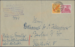 Berlin: 1949, Partie Von 14 Briefen/Karten Mit Frankaturen Rotaufdruck, Dabei Mi - Cartas & Documentos