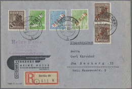 Berlin: 1949, Partie Von 14 Briefen/Karten Mit Frankaturen Rotaufdruck, Dabei Mi - Brieven En Documenten