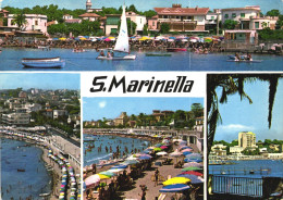 SANTA MARINELLA, LAZIO, MULTIPLE VIEWS, ARCHITECTURE, BOAT, UMBRELLA, ITALY, POSTCARD - Other & Unclassified