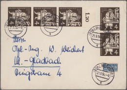 Bundesrepublik Deutschland: 1949/1955, Partie Von 13 Briefen Und Karten Mit Port - Verzamelingen