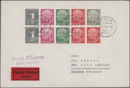 Bundesrepublik - Zusammendrucke: 1956/1964, Heuss, Saubere Partie Von Fünf Brief - Se-Tenant