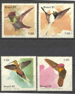 BRASIL 1981 - AVES - PAJAROS - YVERT 1473/1476** - Unused Stamps