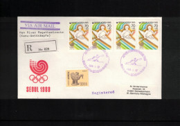 South Korea 1988 Olympic Games Seoul - Han River Regatta Stadion - Canoe Tournament Interesting Registered Letter - Estate 1988: Seul