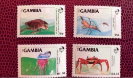 GAMBIE 1984 4 V Neuf MNH ** YT 528 529 530 531 Turtle Crab Marine Life Tortue THE GAMBIA - Vita Acquatica