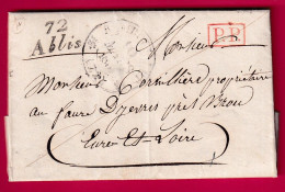 CURSIVE 72 ABLIS SEINE ET OISE + PP T12 RAMBOUILLET POUR BROU EURE ET LOIRE 1837 LETTRE - 1801-1848: Vorläufer XIX