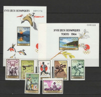 Guinea 1965 Olympic Games Tokyo, Weightlifting, Athletics, Judo Etc. Set Of 7 + 2 S/s Imperf. MNH -scarce- - Verano 1964: Tokio