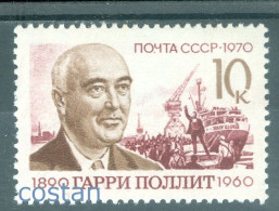 1970 Harry Pollitt,British Communist,SS Jolly George Ship,Russia,3841,MNH - Unused Stamps