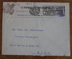1922 Busta ASSICURAZIONE L'ABEILLE+TARGHETTA SALSOMAGGIORE+timbro QUARTIERE 21-H720 - Marcophilia